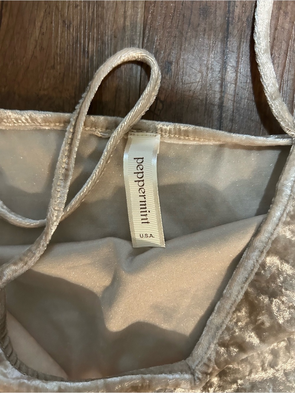 Crushed Velvet Slip Dress in Champagne by Peppermint USA - Picture 4 of 5